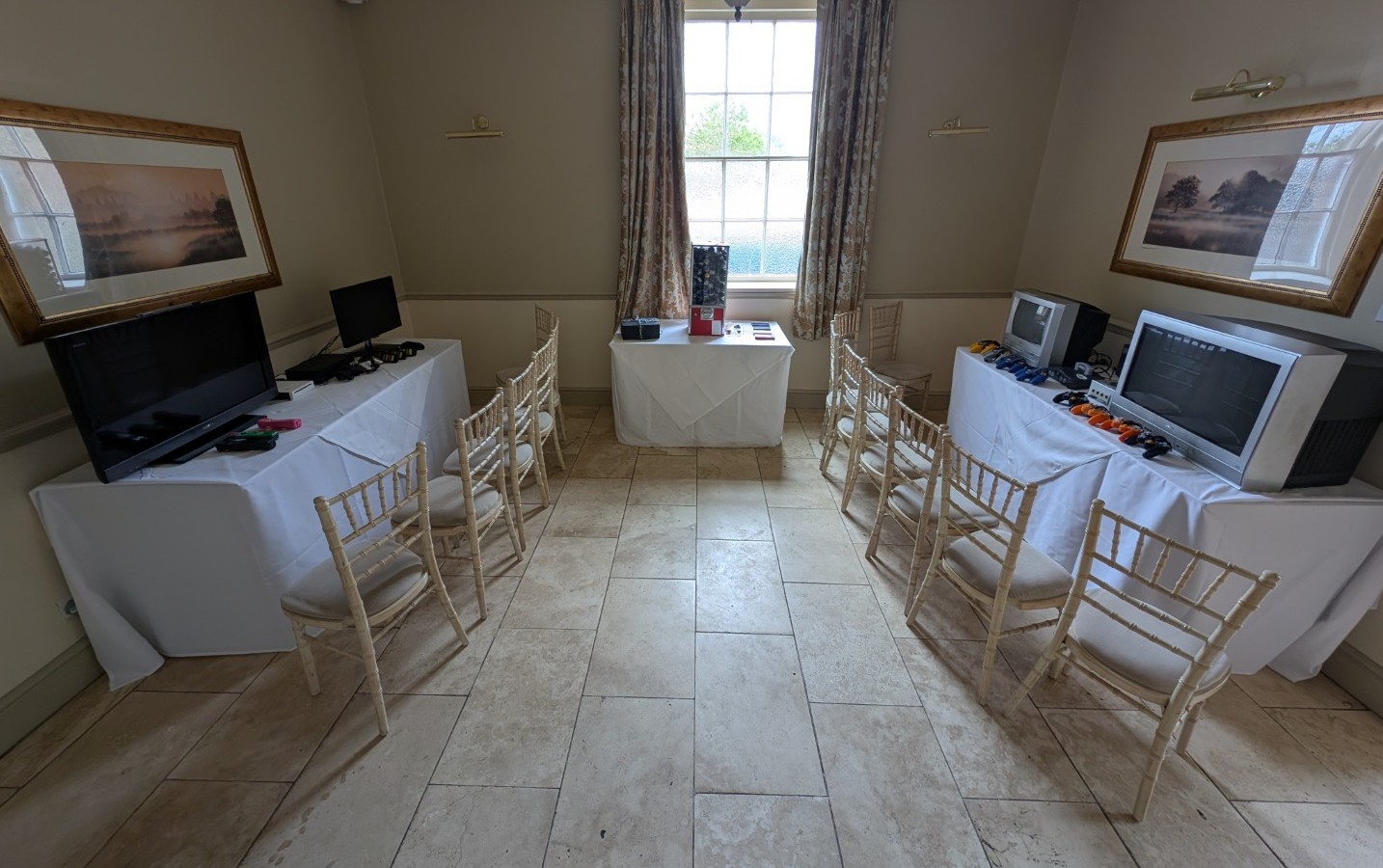 Visitors playing retro games