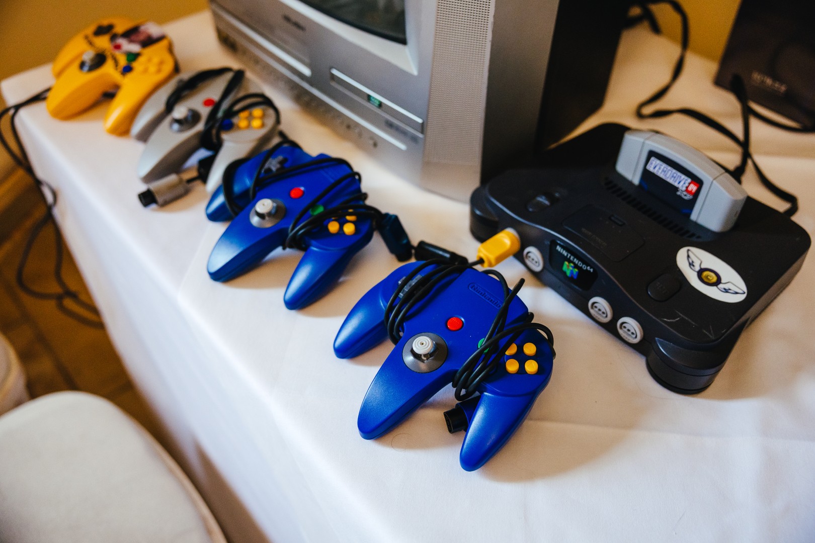 Gaming setup at wedding venue